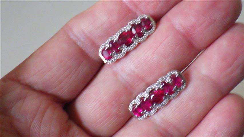 Ravishing Sterling Silver Ruby Earrings - weight 5.3 g