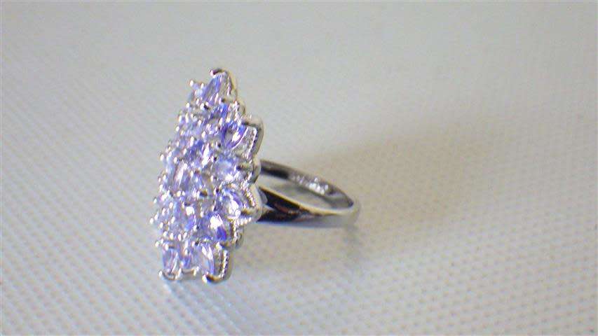 Magnificent Sterling Silver Tanzanite Cluster Ring