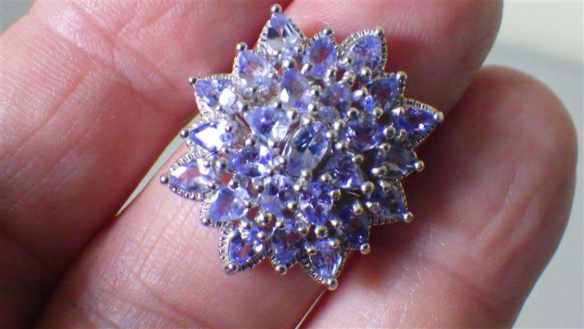 Magnificent Sterling Silver Tanzanite Cluster Ring