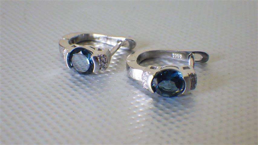 Marvelous Sterling Silver Blue Topaz Earrings