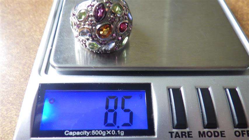 Awesome Sterling Silver Multi Gem Dome Ring - weight 8.5 g