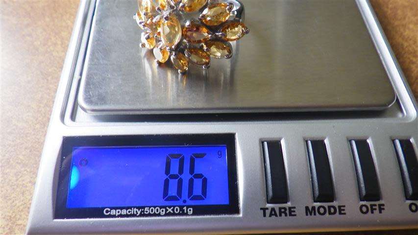 Spectacular Sterling Silver Citrine Cluster Ring