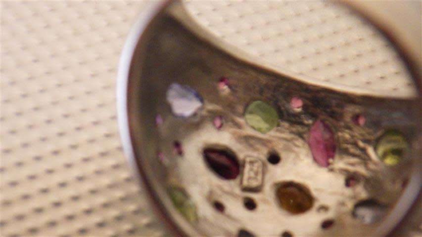 Awesome Sterling Silver Multi Gem Dome Ring - weight 8.5 g