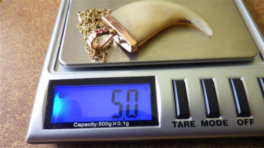 Gorgeous Vintage 9 ct Gold Lion Claw Ruby Accent Pendant and Chain - weight 5 g