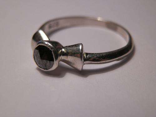 Silver black diamond ring