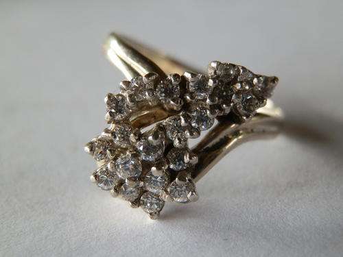 Old vintage sterling silver JAYEM topaz cluster ring
