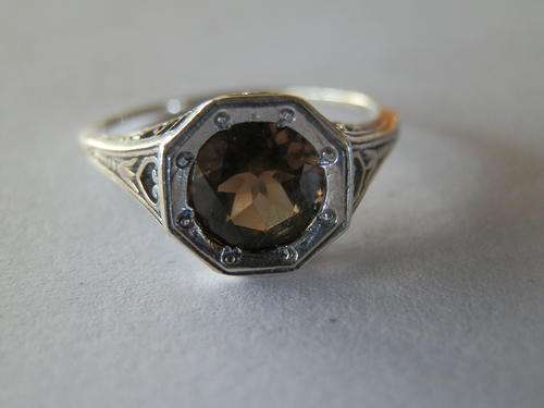 New solid sterling silver smokey topaz filigree ring - two (2) weeks to pay