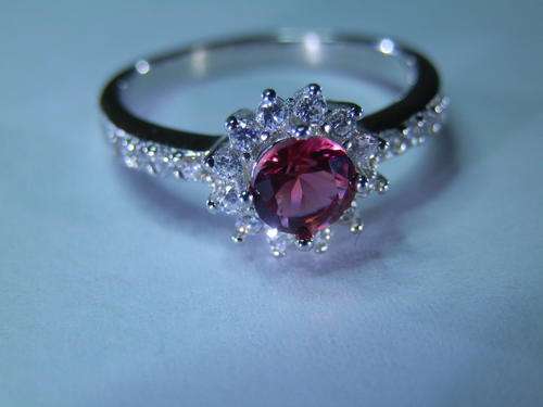 New solid sterling silver natural pink ruby and topaz cluster ring - two (2) weeks to pay