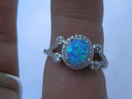 New 3.2 gram sterling silver Australian fire opal and topaz ring - thirty (30) days to pay