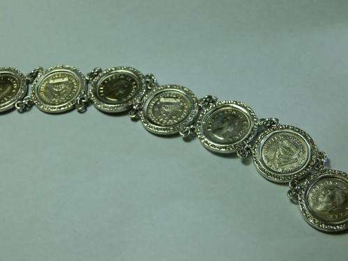 Heavy - 24.4 gram - vintage sterling silver coin bracelet - thirty (30) days to pay