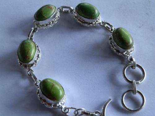 Sterling silver (22.31 g) green turquoise bracelet - seven (7) days to pay