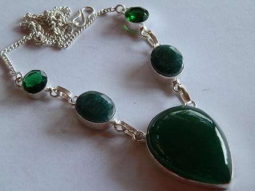 New sterling silver green quartz necklace - thirty (30) days to pay