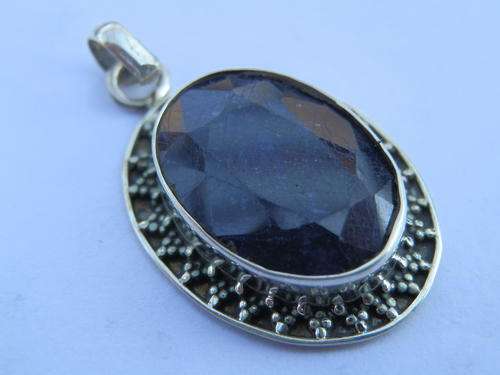 New sterling silver natural sapphire pendant - thirty (30) days to pay
