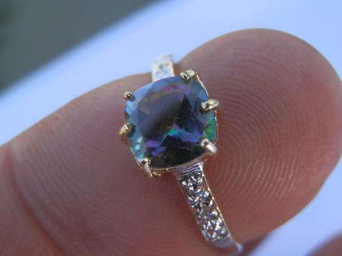 New 9 ct gold mystic topaz & diamond ring - thirty (30) days to pay