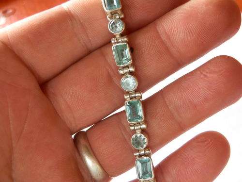 Clearance sale!!  Heavy (27.3 g) sterling silver blue topaz bracelet - thirty (30) days to pay