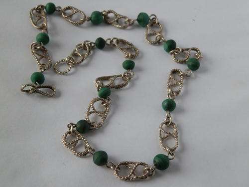 Heavy (20g) vintage sterling silver malachite necklace - thirty (30) days to pay