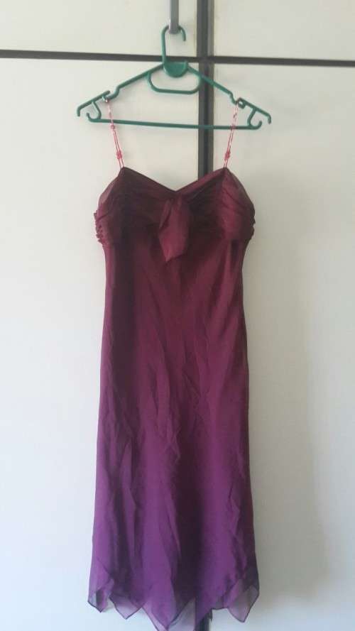 Sleevless Maroon Handkerchief style Dress