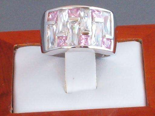 SIMULATED PINK SAPPHIRE BAND RING SIZE 7