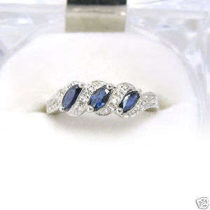 0.2CT GENUINE NATURAL SAPPHIRE &DIAMOND 9K W GOLD RING