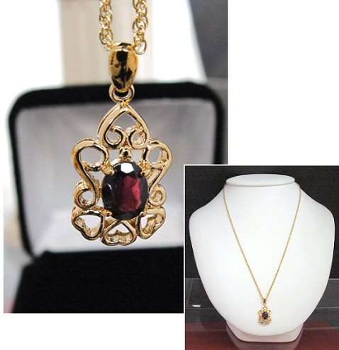 1.5 CT GENUINE GARNET GEMSTONE PENDANT WITH CHAIN
