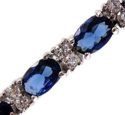 19 CARAT SIMULATED SAPPHIRE GEMSTONE TENNIS BRACELET