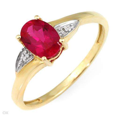 ELEGANT CREATED RUBY SOLID YELLOW GOLD RING SIZE 7