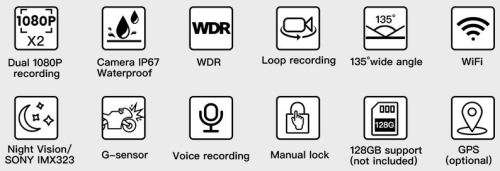 - Local STOCK - Dual Channel Full HD DashCam DVR with WiFi (Hidden design)