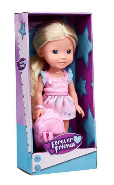 Forever Friends 14 Inch Doll (35.5 cm) Pink Dress With Backpack