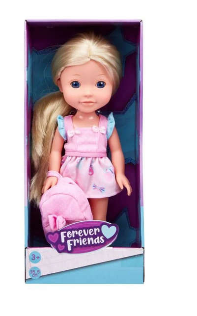 Forever Friends 14 Inch Doll (35.5 cm) Pink Dress With Backpack