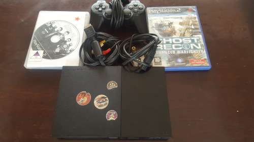 PS2 (Slim-Line) + 1 Controller + Cables + 2 Games