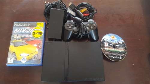 PS2 (Slim-Line) + 1 Controller + Cables + 2 Games