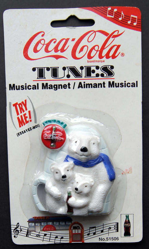 COCA COLA COKE MUSICAL 3D FRIDGE MAGNET - NEW ON CARD - From 1997 (also see my other Coke items)