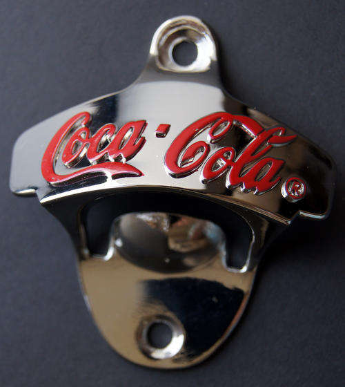 NEW COCA COLA COKE WALL MOUNT BOTTLE OPENER - POLISHED METAL (also check out my other Coke items)