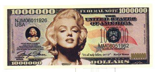 1 MARILYN MONROE $1 000 000 NOVELTY BANKNOTE
