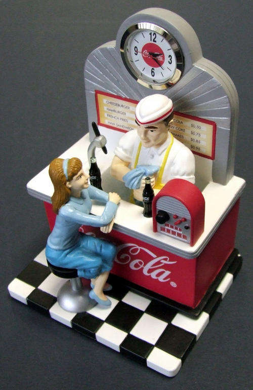 COCA COLA COKE 1950's DINER THEME WITH MINI CLOCK MINT IN BOX