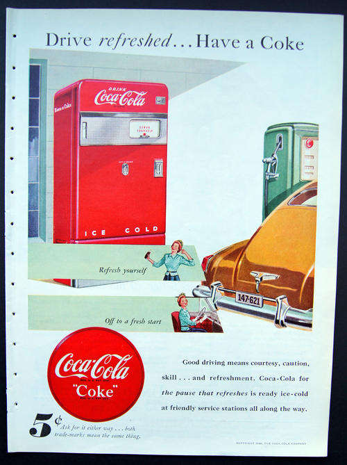 ORIGINAL VINTAGE COCA COLA COKE AD FROM 1948 - over 60 years old!