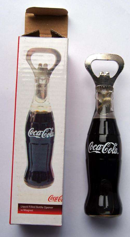 COCA COLA COKE LIQUID FILLED OPENER WITH MAGNET - MINT IN BOX