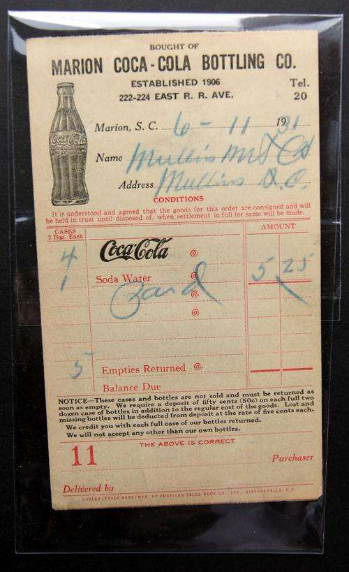 AN ORIGINAL VINTAGE COCA COLA COKE BOTTLING COMPANY RECEIPT FROM 1931 - OVER 80 YEARS OLD!