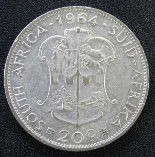 SOUTH AFRICAN SILVER 20 CENTS 1964