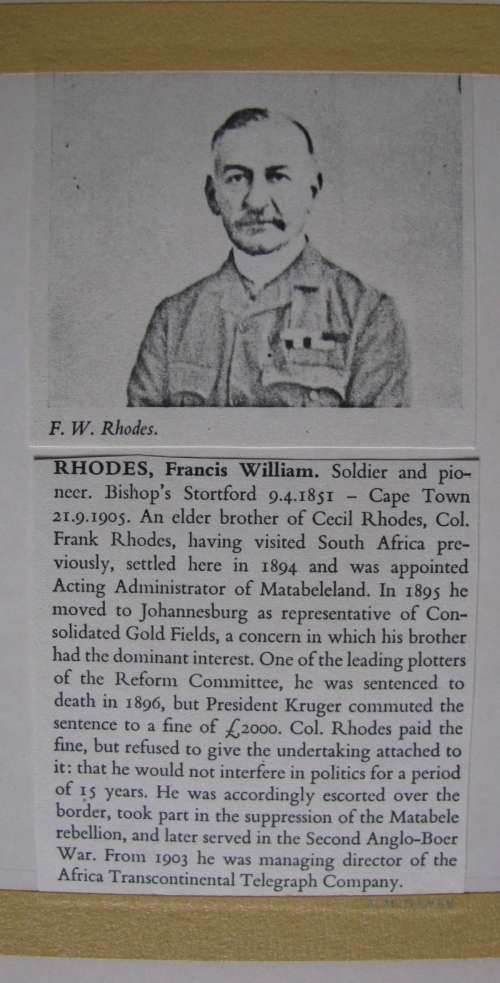 1899 VANITY FAIR (MEN OF THE DAY) CARICATURE (FRANK) FRANCIS WILLIAM RHODES 8th June 1899