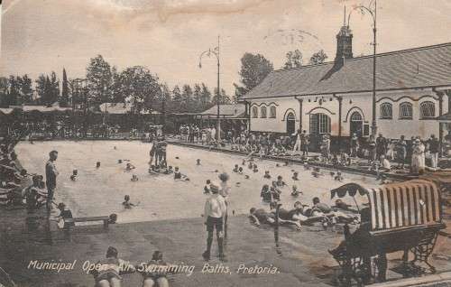 ANTIQUE POSTCARD MUNICIPAL OPEN AIR SWIMMING BATHS PRETORIA