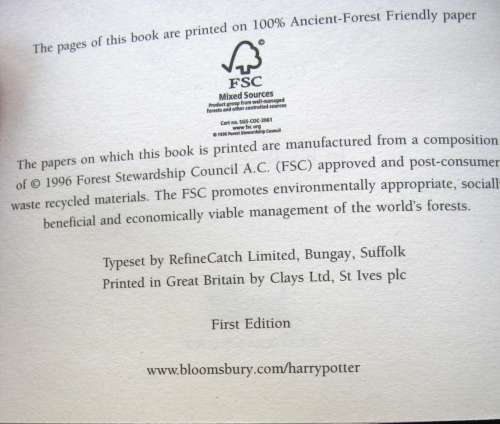 HARRY POTTER AND THE DEATHLY HALLOWS, IST EDITION HARDCOVER BOOK