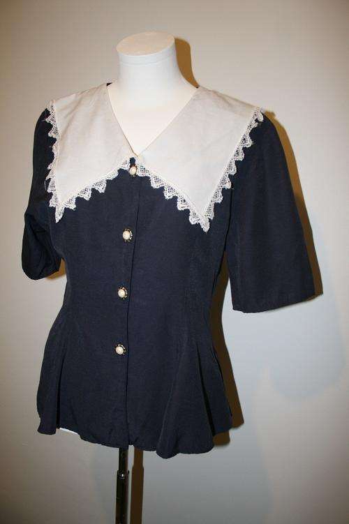 vintage navy blue peplum blouse