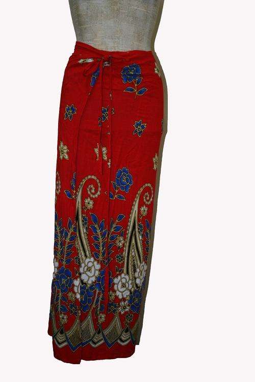 Vintage Red Print Wrap Skirt Size:M