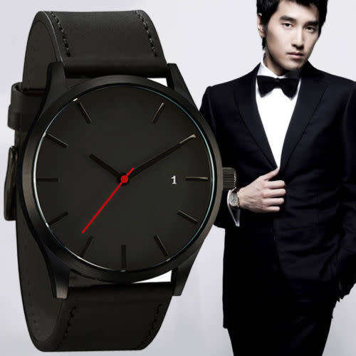 Luxury Fashion Leather Strap Men¿s Big Dial Date Indicator Wrist Watch