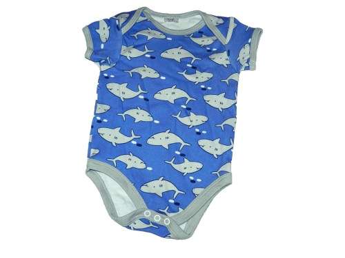 RETAIL PRICE: R 195  "Baby Shark" Short Sleeve Baby Grow 3 - 6 Months BLUE