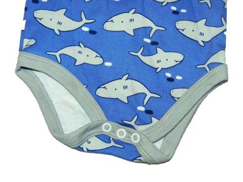 RETAIL PRICE: R 195  "Baby Shark" Short Sleeve Baby Grow 3 - 6 Months BLUE