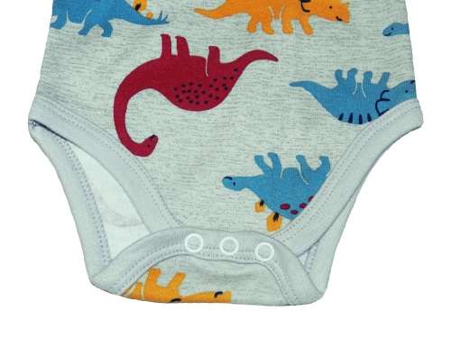 RETAIL PRICE: R 299  "Dinosaur" Long Sleeve Baby Grow 3 - 6 Months GREY