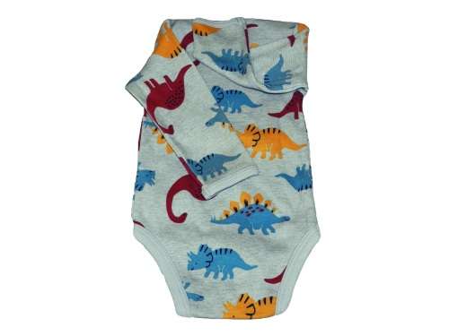 RETAIL PRICE: R 299  "Dinosaur" Long Sleeve Baby Grow 3 - 6 Months GREY