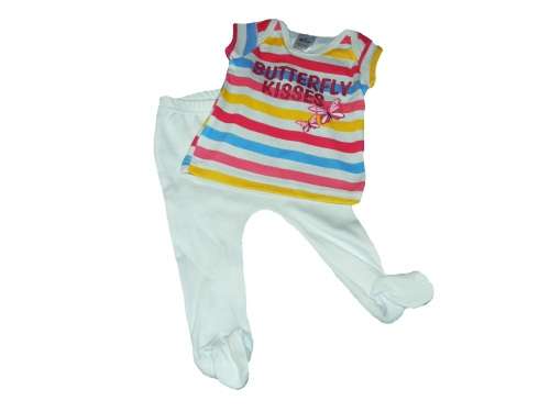 RETAIL PRICE: R 315  "Butterfly Kisses" Short Sleeve Baby Set 0 - 3 Months STRIPES